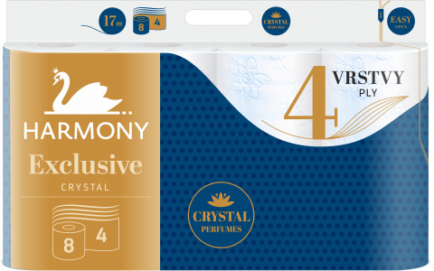 Toaletní papír Harmony Exclusive 8ks 4-vrstvý Crystal
